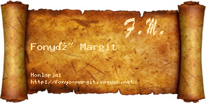 Fonyó Margit névjegykártya