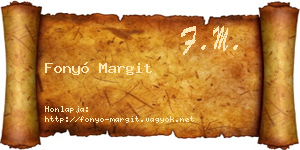 Fonyó Margit névjegykártya
